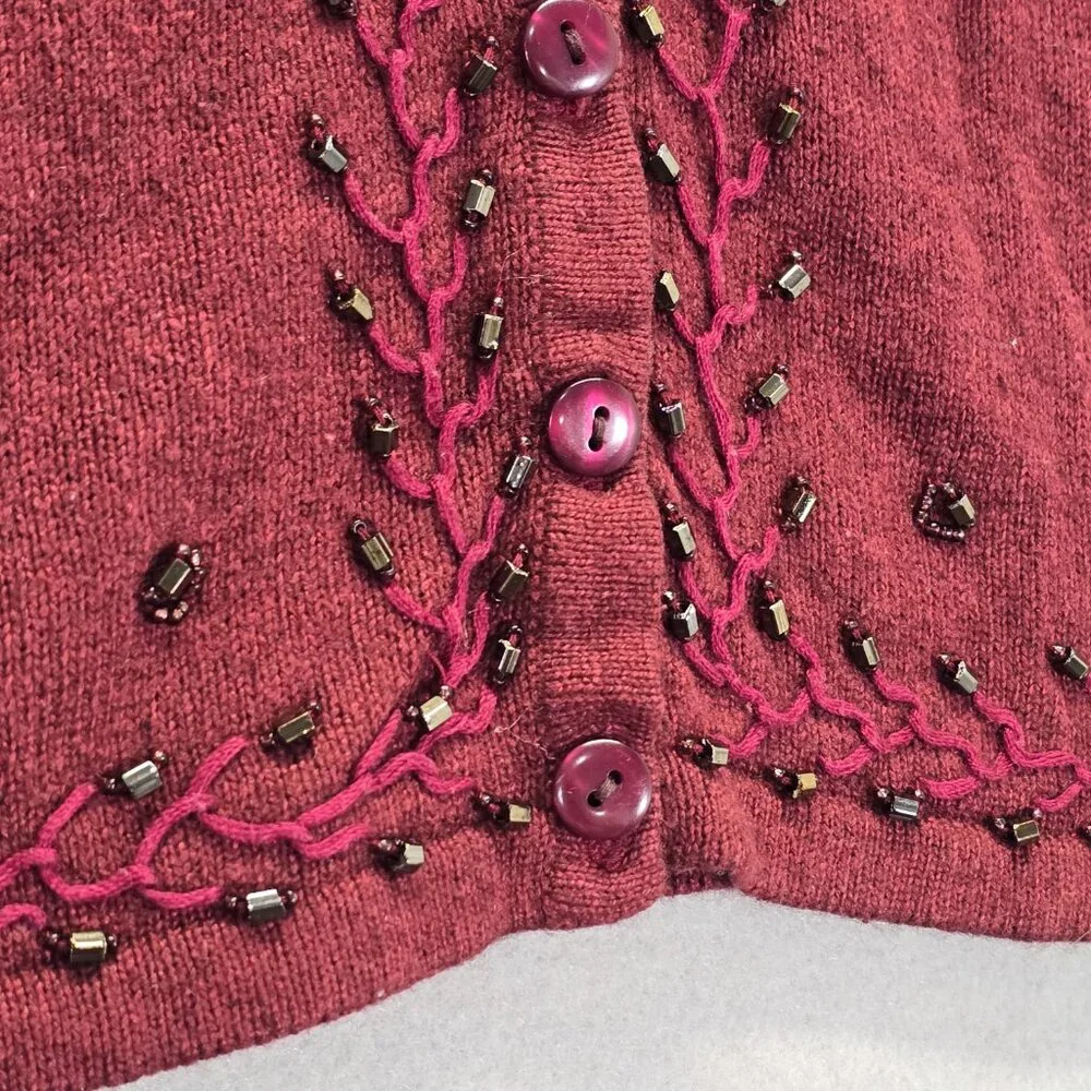 Anthropologie Cardigan S Sleeping On Snow Burgund EmbellishedSweater Angora